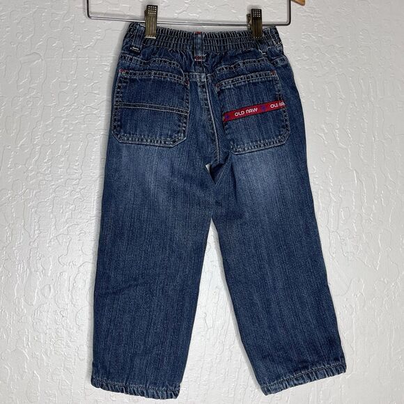 Old Navy Red Flannel Lined Denim Jeans Boys Size 3 T - Picture 5 of 11